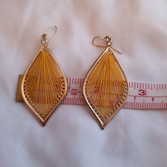 Boho Gold Leaf Cotton Earrings - Picture 5 of 6
